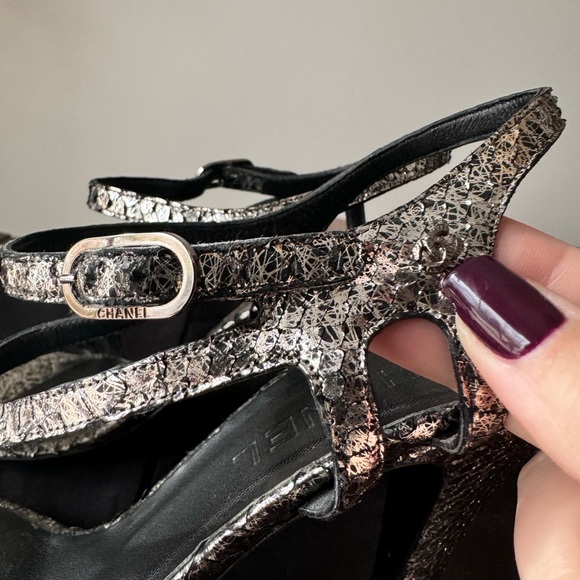 Chanel Metallic Python Sandals - Picture 4 of 10